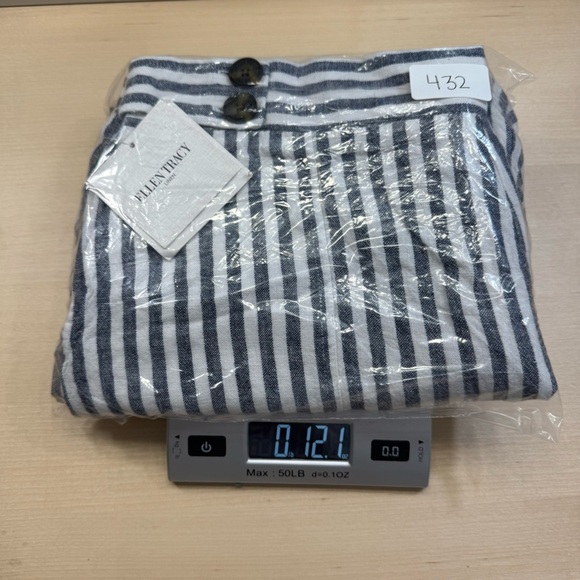 Ellen Tracy Linen Blend Stripes Wide Leg Pull On Pants Women Large Beach Coastal - Picture 10 of 10